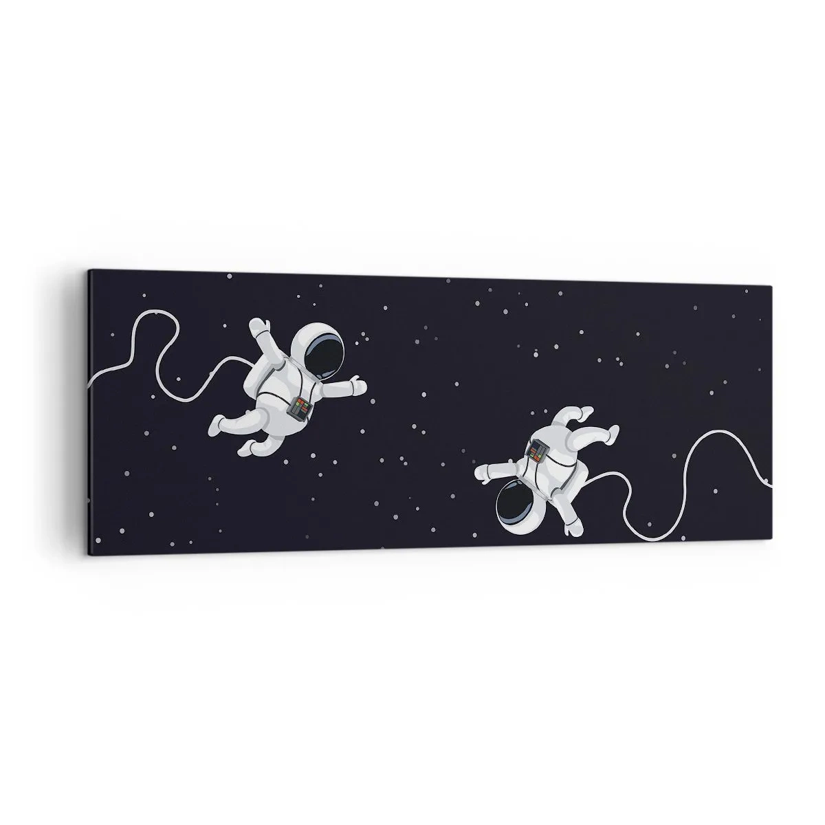 Cuadro sobre lienzo - Impresión de Imagen - Astronautas flotando en el espacio con un telón de fondo de estrellas. - 140x50cm - Danza cósmica - Decoración de pared moderna para salón y dormitorio ARTTOR