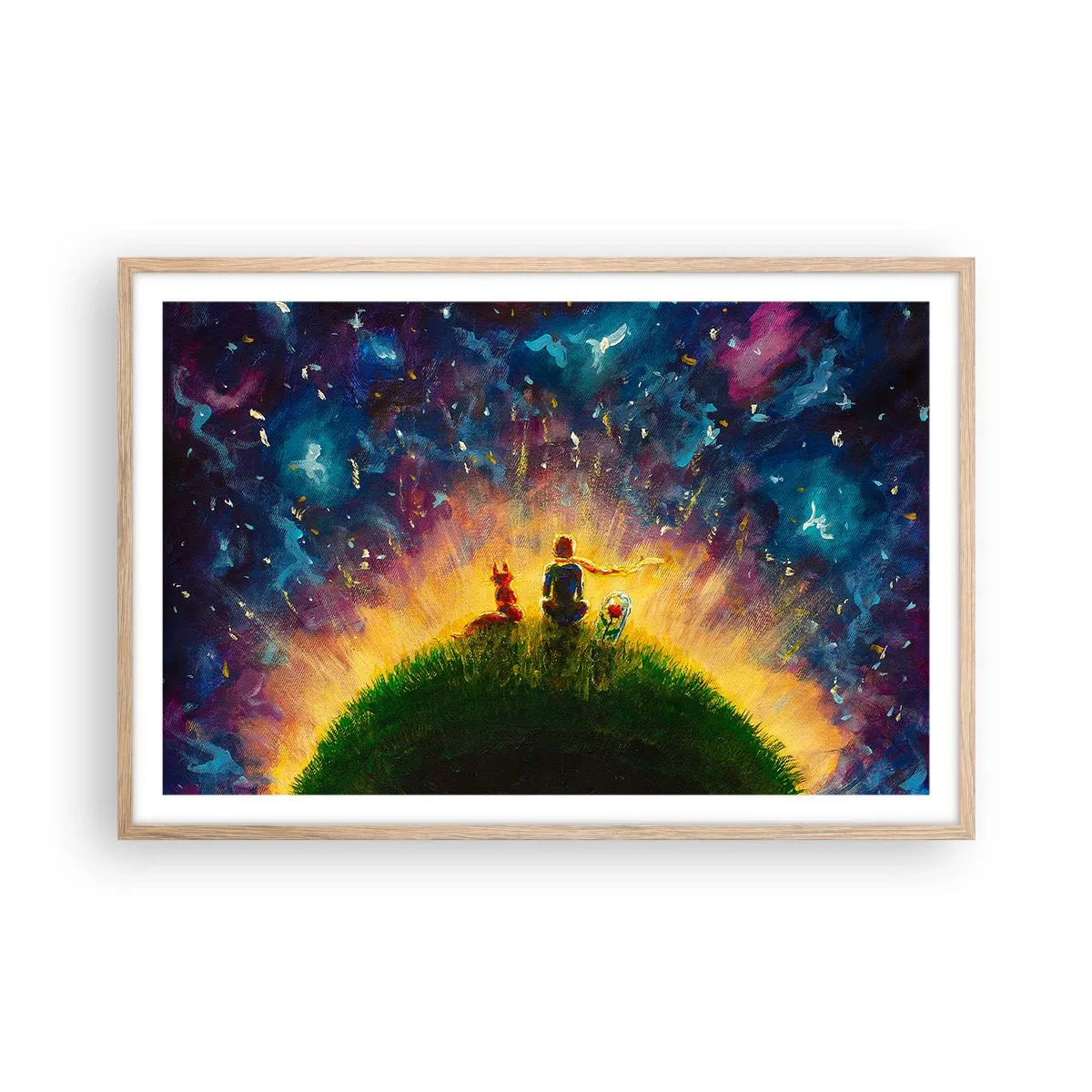 Póster en marco roble claro - Amor y amistad - lo único entero - 91x61 cm