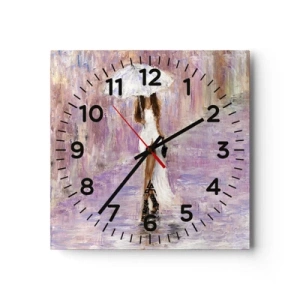 Reloj de pared - Reloj de vidrio - En la lluvia de lilas - 40x40 cm