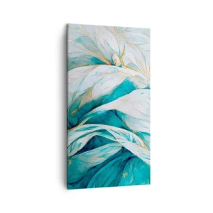 Cuadro sobre lienzo - Impresión de Imagen - Abstracción azul con motivos dorados - 45x80 cm