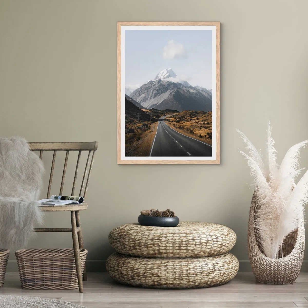 Póster en marco roble claro - El camino al corazón de las montañas - 30x40 cm