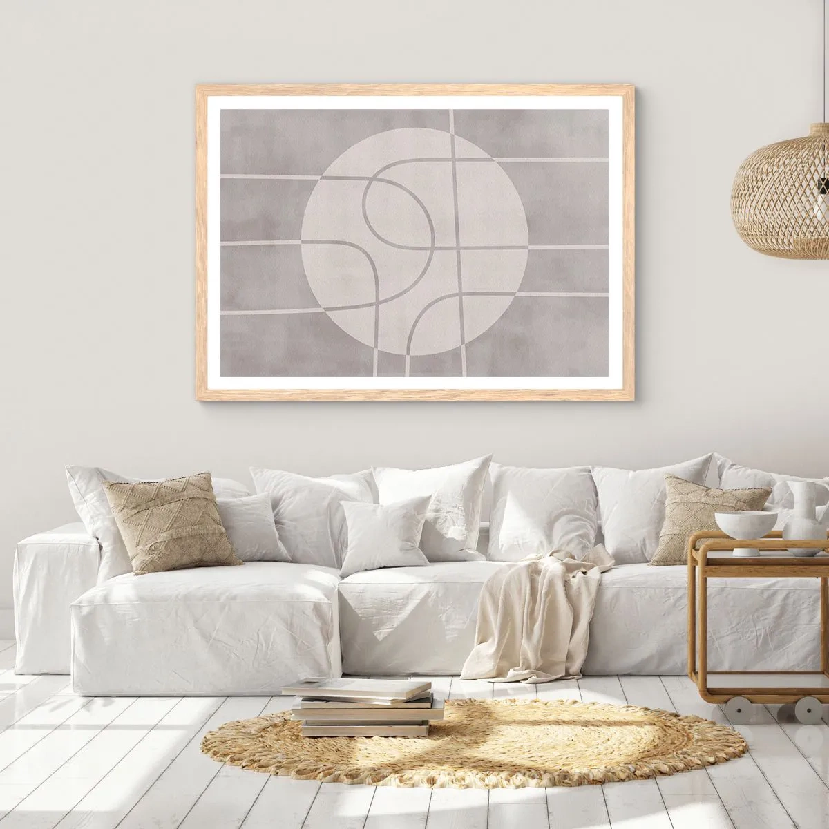 Póster en marco roble claro - Circular y rectilíneo - 91x61 cm