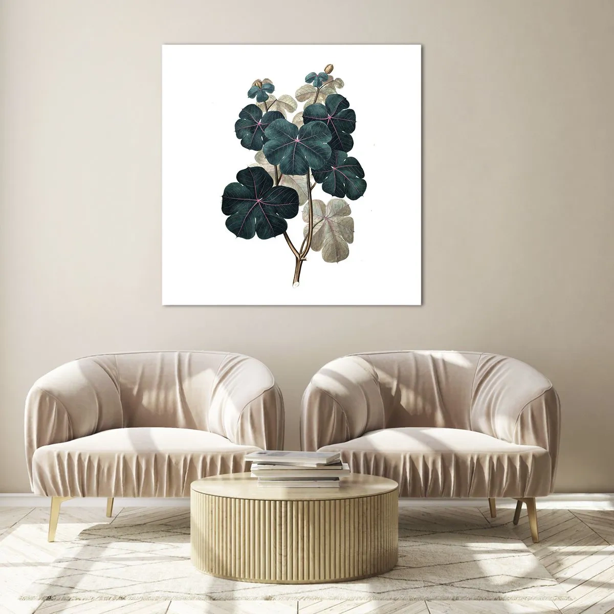 Cuadro sobre vidrio - Impresiones sobre Vidrio - De un viejo herbario - 50x50 cm