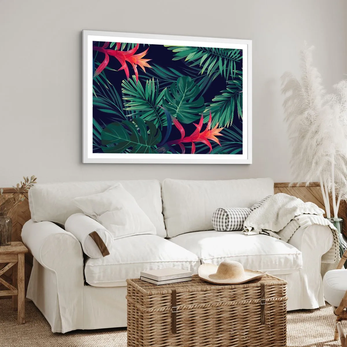 Póster en marco blanco - Encender el color verde - 91x61 cm