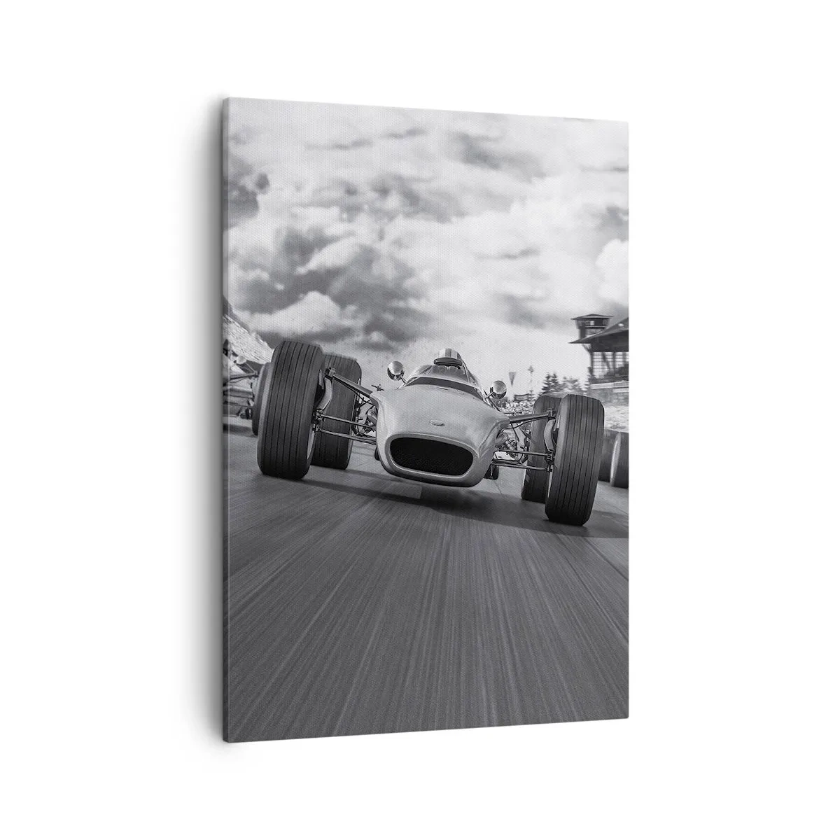 Cuadro sobre lienzo - Impresión de Imagen - Carrera de coches clásicos en movimiento - 50x70cm - ¡Hay poder! - Decoración de pared moderna para salón y dormitorio ARTTOR
