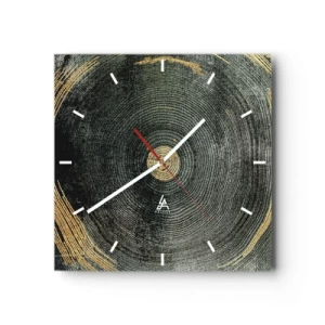 Reloj de pared - Reloj de vidrio - Círculos concéntricos con acentos dorados. - 30x30cm - Cambio y perpetuidad - Decoración de pared moderna para salón y dormitorio ARTTOR
