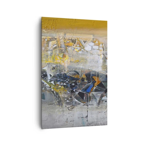 Cuadro sobre lienzo - Impresión de Imagen - Abstracción con tonos dominantes de amarillo y gris. - 80x120cm - Todo se pondrá en su sitio - Decoración de pared moderna para salón y dormitorio ARTTOR