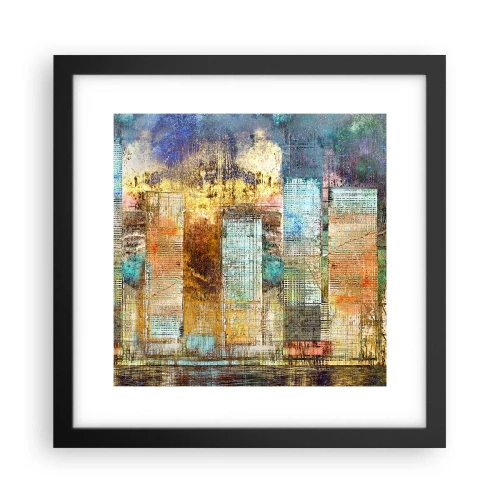 Póster en marco negro - Metrópolis soleada - 30x30 cm