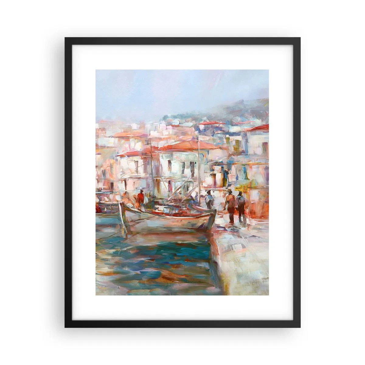 Póster en marco negro - Vacaciones en colores pastel - 40x50 cm