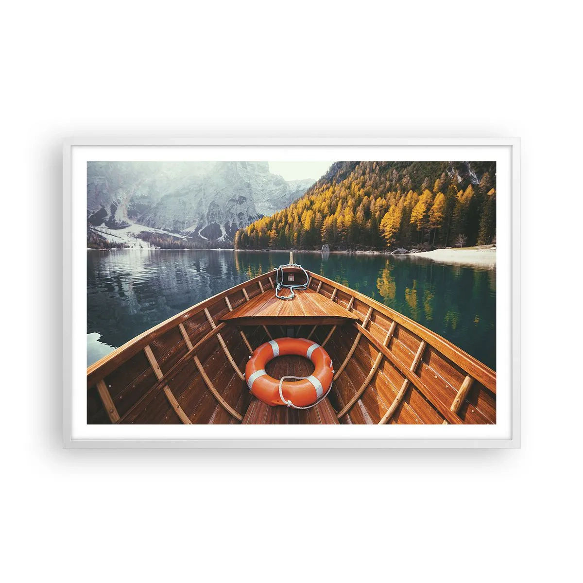 Póster en marco blanco - Viaje a la montaña - 91x61 cm