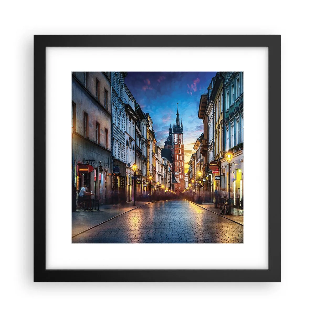 Póster en marco negro - El encanto de Cracovia - 30x30 cm