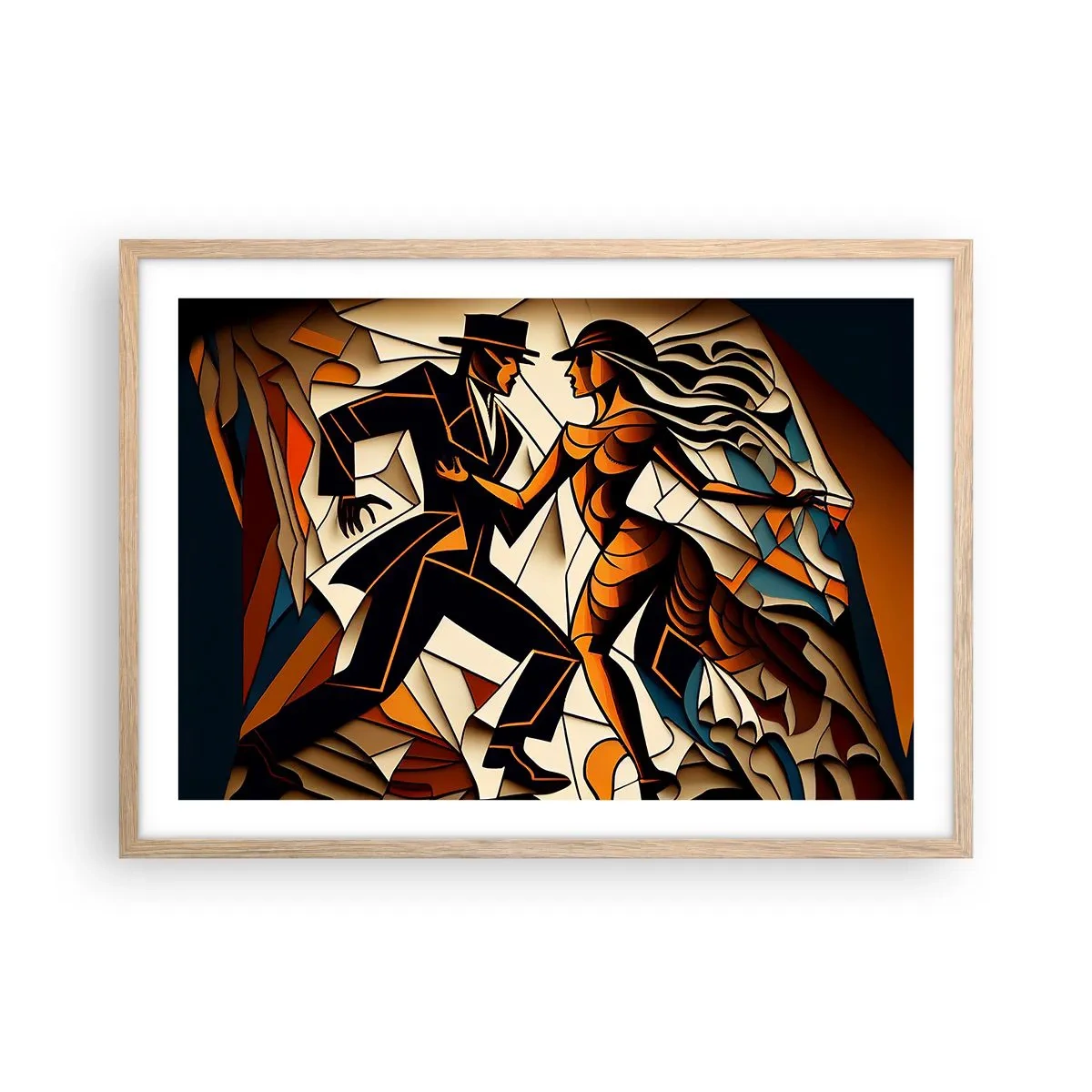 Póster en marco roble claro - Danza de pasión - 70x50 cm