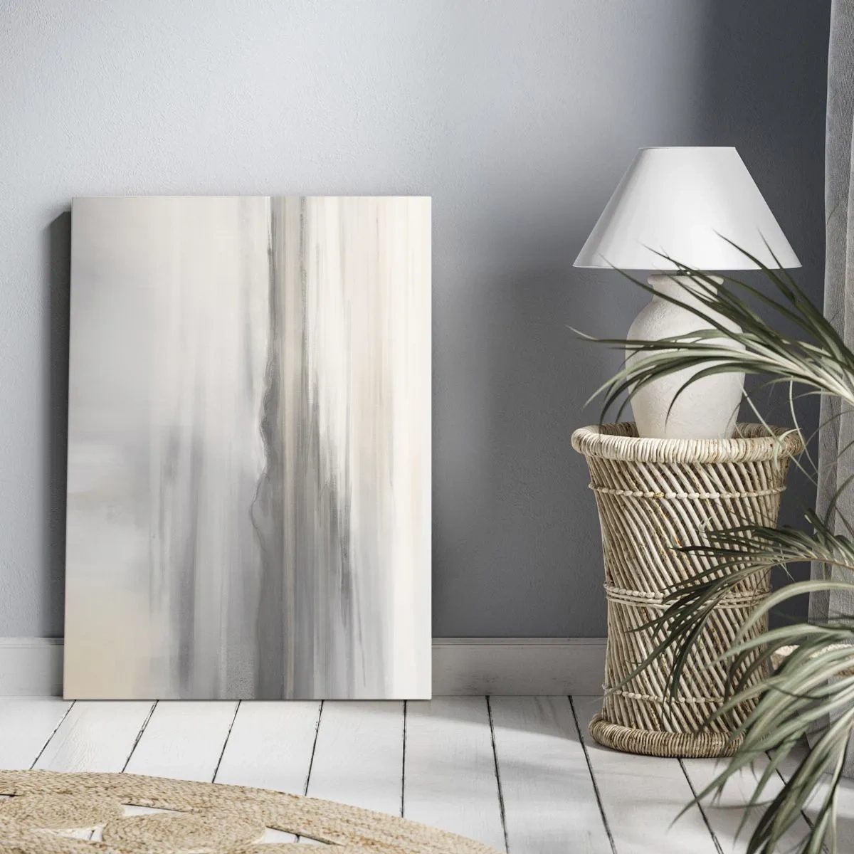 Cuadro sobre lienzo - Impresión de Imagen - Un paisaje sutil en tonos grises y beige. - 50x70cm - Una distancia reflexiva - Decoración de pared moderna para salón y dormitorio ARTTOR