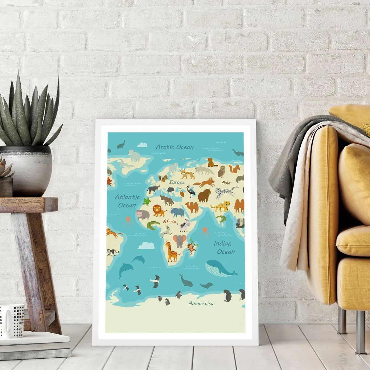 Póster en marco blanco - Buenos vecinos - 50x70 cm