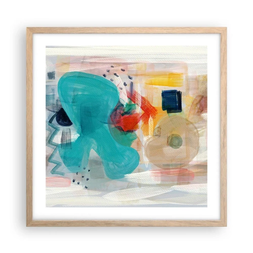Póster en marco roble claro - Un juego de colores - 50x50 cm