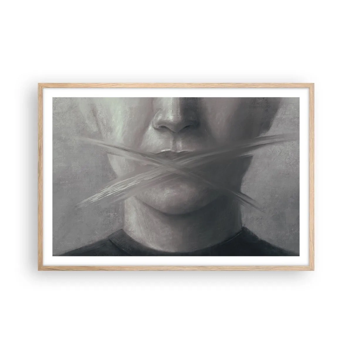 Póster en marco roble claro - Ni una palabra - 91x61 cm