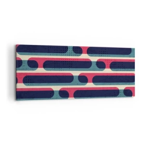 Cuadro sobre lienzo - Impresión de Imagen - Patrón geométrico retro con colores pastel. - 120x50cm - Profundidad y relieve - Decoración de pared moderna para salón y dormitorio ARTTOR