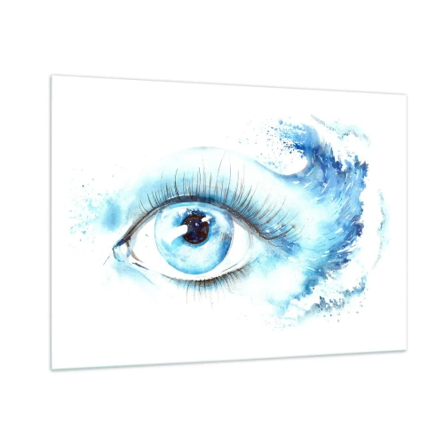 Cuadro sobre vidrio - Impresiones sobre Vidrio - Ojo azul en acuarela artística - 100x70cm - Sumérgete en el azul de tu mirada - Decoración de pared moderna para salón y dormitorio ARTTOR