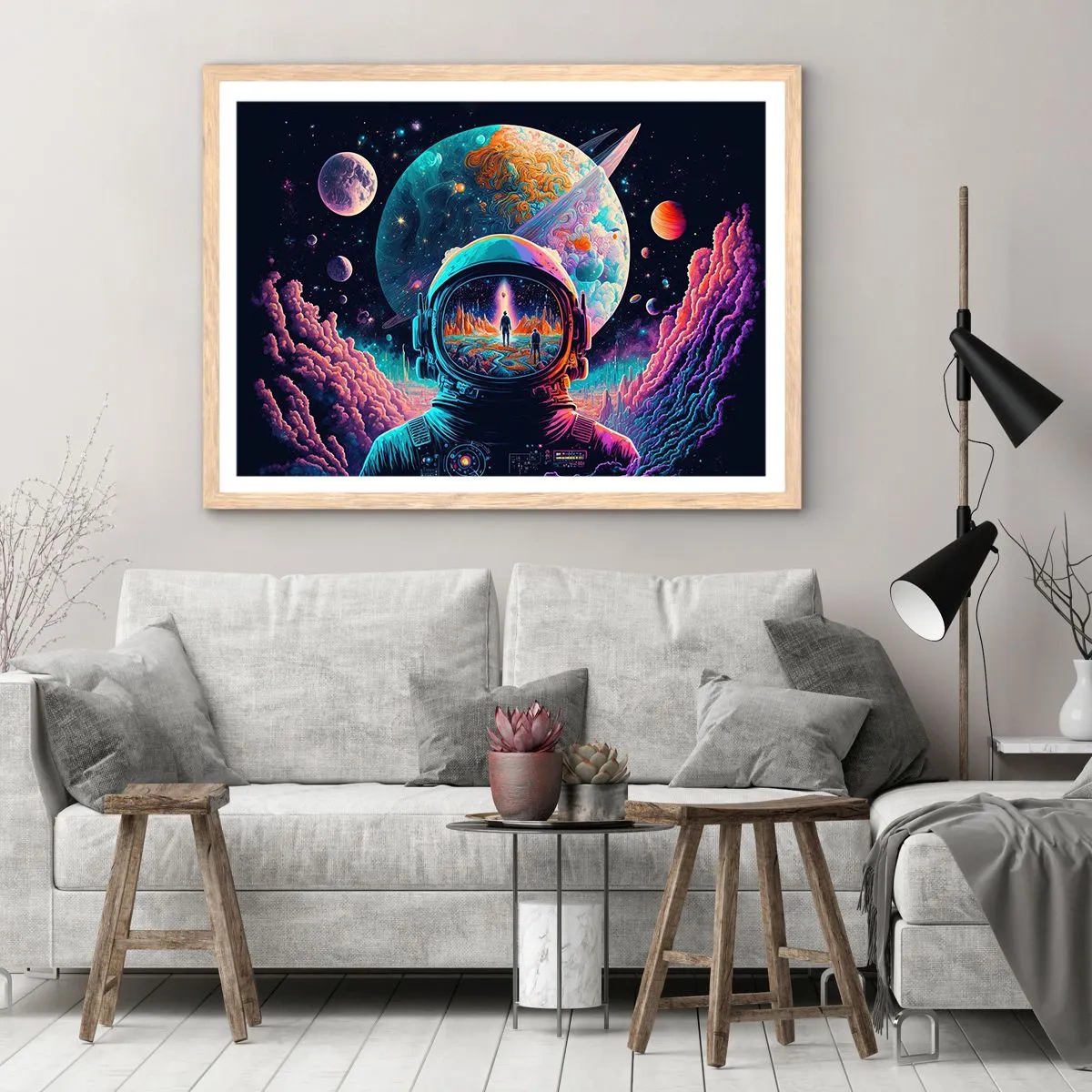 Póster en marco roble claro - Sueños de niño - 40x30 cm