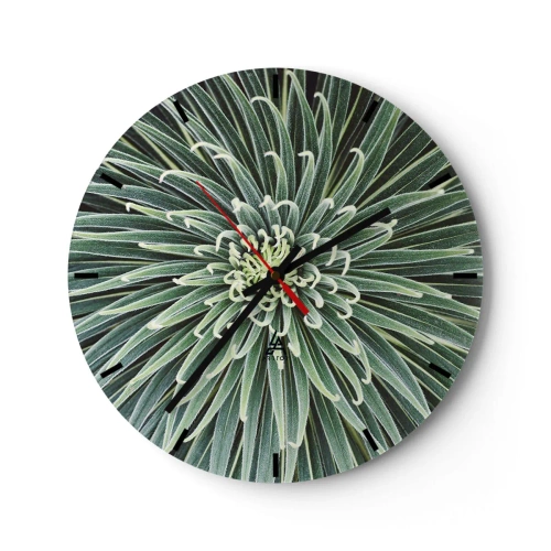 Reloj de pared - Reloj de vidrio - Un primer plano de una planta simétrica con hojas dispuestas radialmente. - 30x30cm - El nacimiento de una estrella - Decoración de pared moderna para salón, cocina y dormitorio ARTTOR