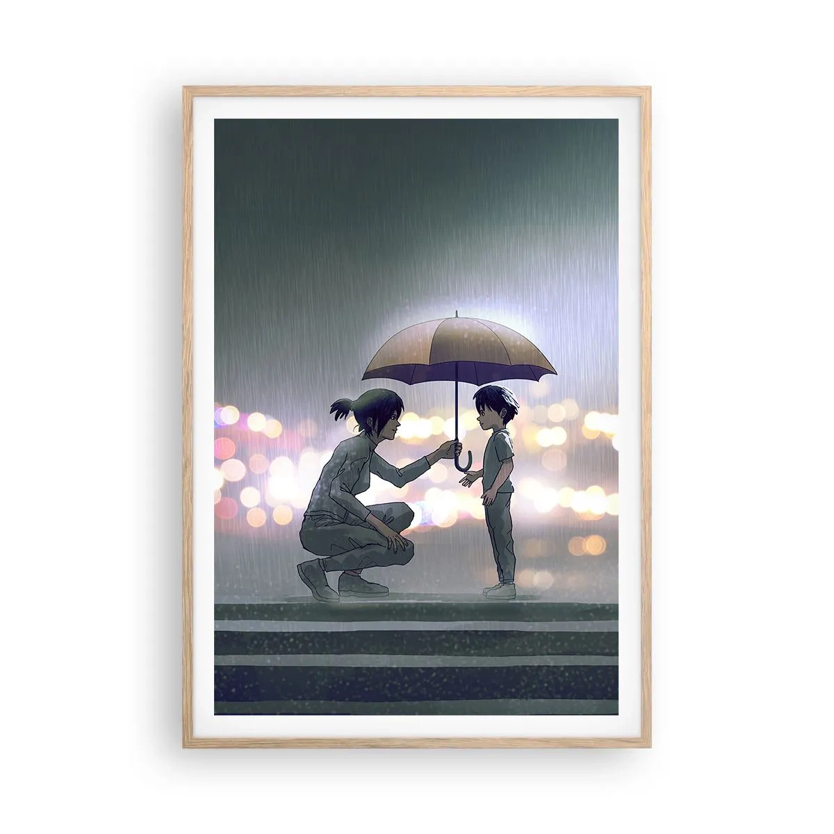 Póster en marco roble claro - Y todo está bien - 70x100 cm