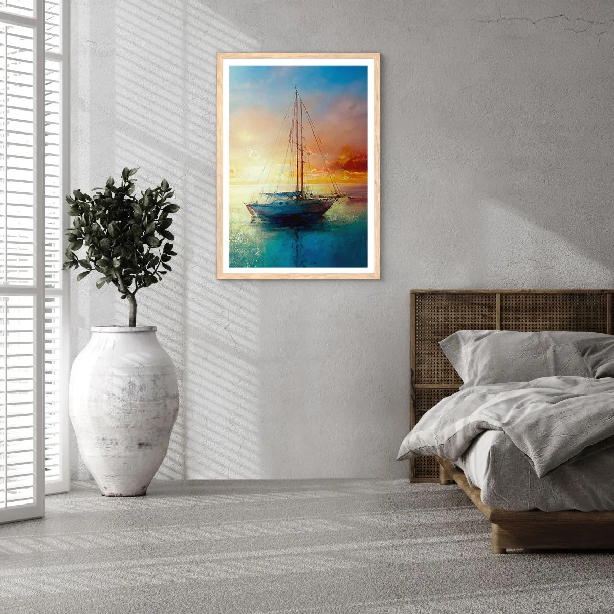 Póster en marco roble claro - En una bahía dorada - 61x91 cm