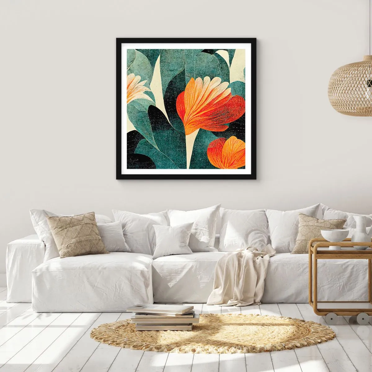 Póster en marco negro - El calor del trópico y el frescor del verdor - 60x60 cm