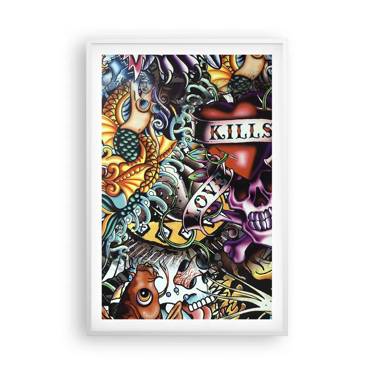 Póster en marco blanco - El sueño de un tatuador - 61x91 cm