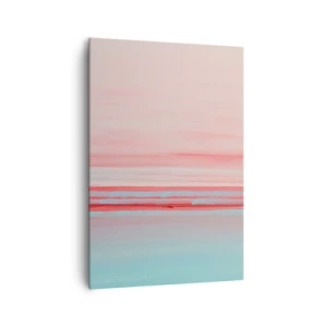 Cuadro sobre lienzo - Impresión de Imagen - Líneas pastel en tonos rosa y azul en una composición minimalista. - 70x100cm - Abstracción al amanecer - Decoración de pared moderna para salón y dormitorio ARTTOR