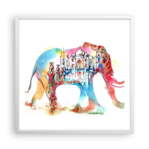 Póster en marco blanco - India: el aura del amor - 60x60 cm