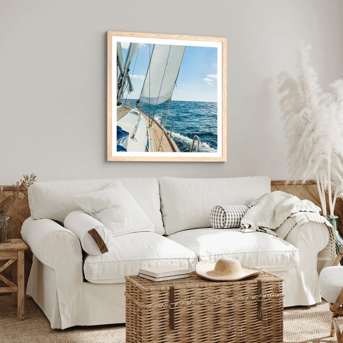 Póster en marco roble claro - Ahoy, a la aventura - 40x40 cm