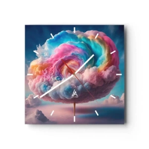 Reloj de pared - Reloj de vidrio - Una nube en forma de espiral con colores pastel en el cielo. - 30x30cm - El sueño de un parque de atracciones - Decoración de pared moderna para salón y dormitorio ARTTOR