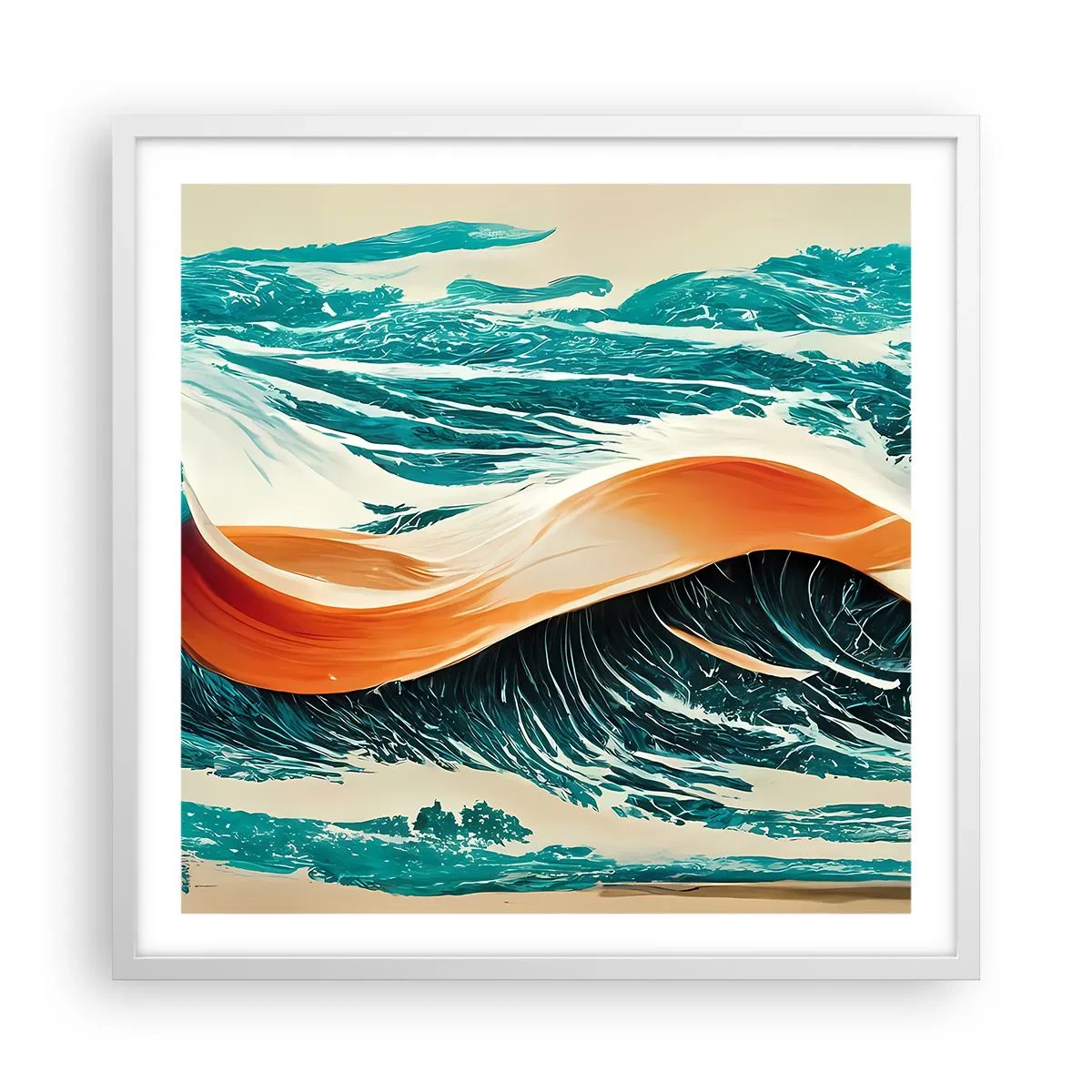 Póster en marco blanco - El sueño de un surfista - 60x60 cm
