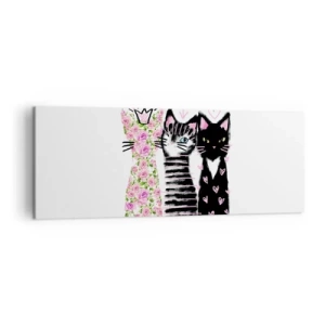 Cuadro sobre lienzo - Impresión de Imagen - Tres gatos con diversos patrones artísticos. - 140x50cm - Había tres gatitos - Decoración de pared moderna para salón y dormitorio ARTTOR