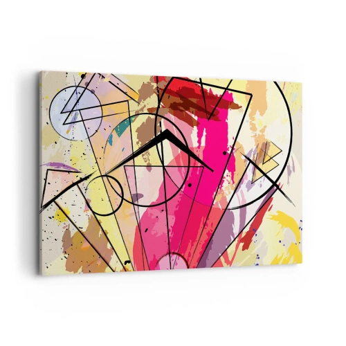 Cuadro sobre lienzo - Impresión de Imagen - Abstracción con líneas y formas geométricas. - 120x80cm - Explosión - Decoración de pared moderna para salón y dormitorio ARTTOR