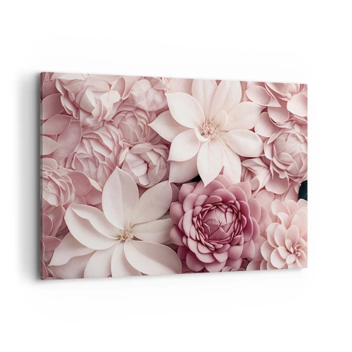 Cuadro sobre lienzo - Impresión de Imagen - Flores en tonos rosa y blanco en un enfoque artístico. - 120x80cm - Entre pétalos rosas - Decoración de pared moderna para salón y dormitorio ARTTOR