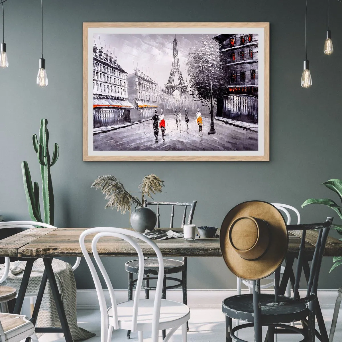 Póster en marco roble claro - Un paseo parisino - 100x70 cm