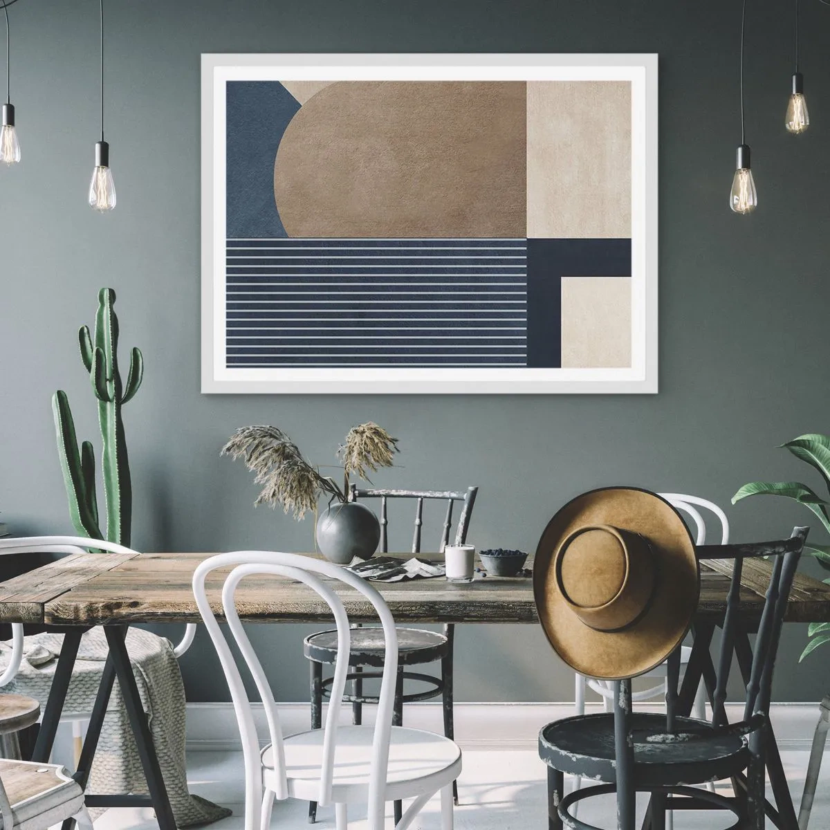 Póster en marco blanco - Composición de sencillez y redondez - 91x61 cm