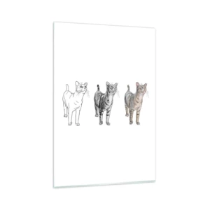 Cuadro sobre vidrio - Impresiones sobre Vidrio - La evolución del dibujo de un gato desde el boceto hasta la forma coloreada - 80x120cm - Lección de dibujo - Decoración de pared moderna para salón y dormitorio ARTTOR