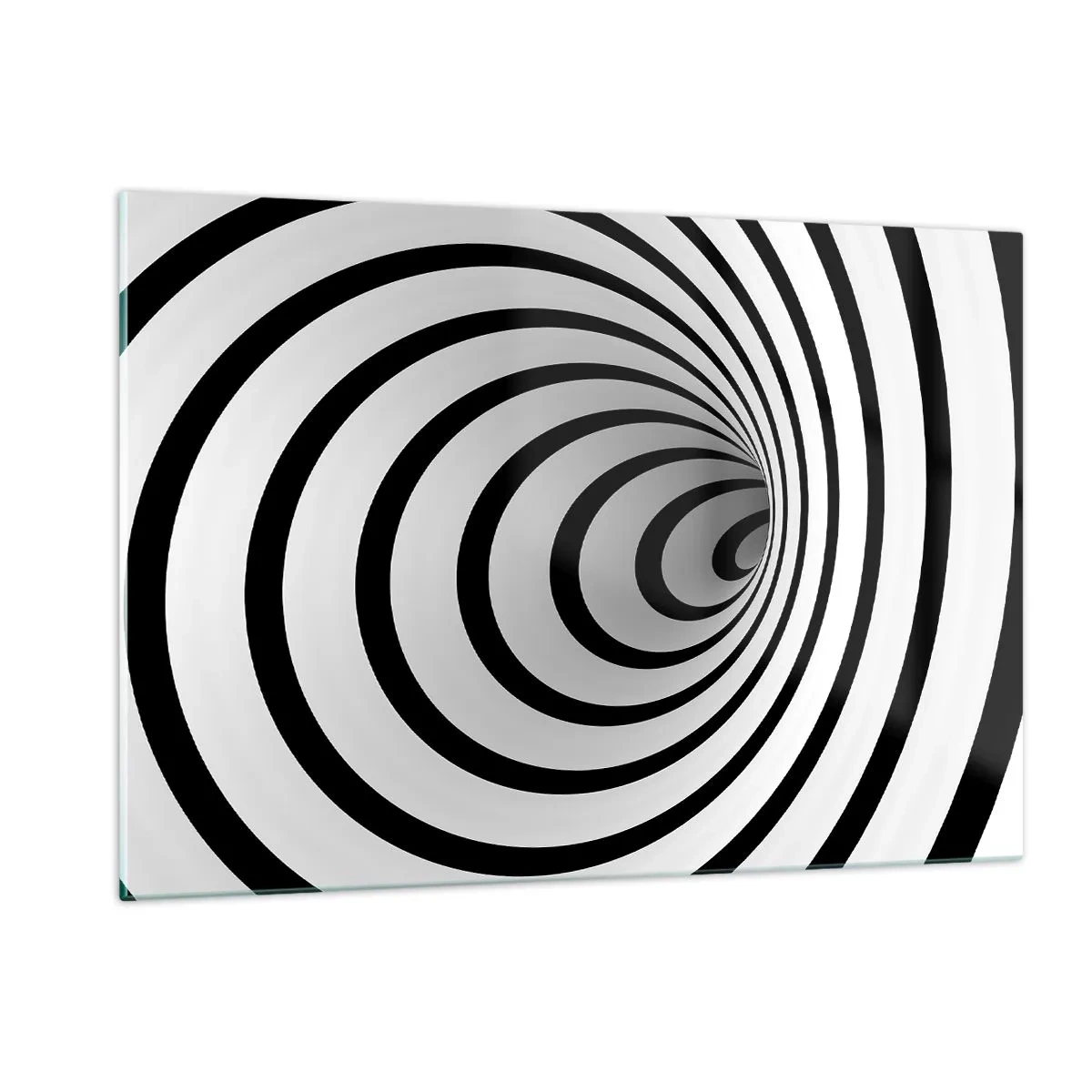 Cuadro sobre vidrio - Impresiones sobre Vidrio - Patrón espiral abstracto en blanco y negro - 120x80cm - ¿Tampoco puedes resistirte? - Decoración de pared moderna para salón y dormitorio ARTTOR