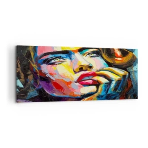 Cuadro sobre lienzo - Impresión de Imagen - Retrato colorido de una mujer en estilo expresionista. - 120x50cm - Sueños - Decoración de pared moderna para salón y dormitorio ARTTOR