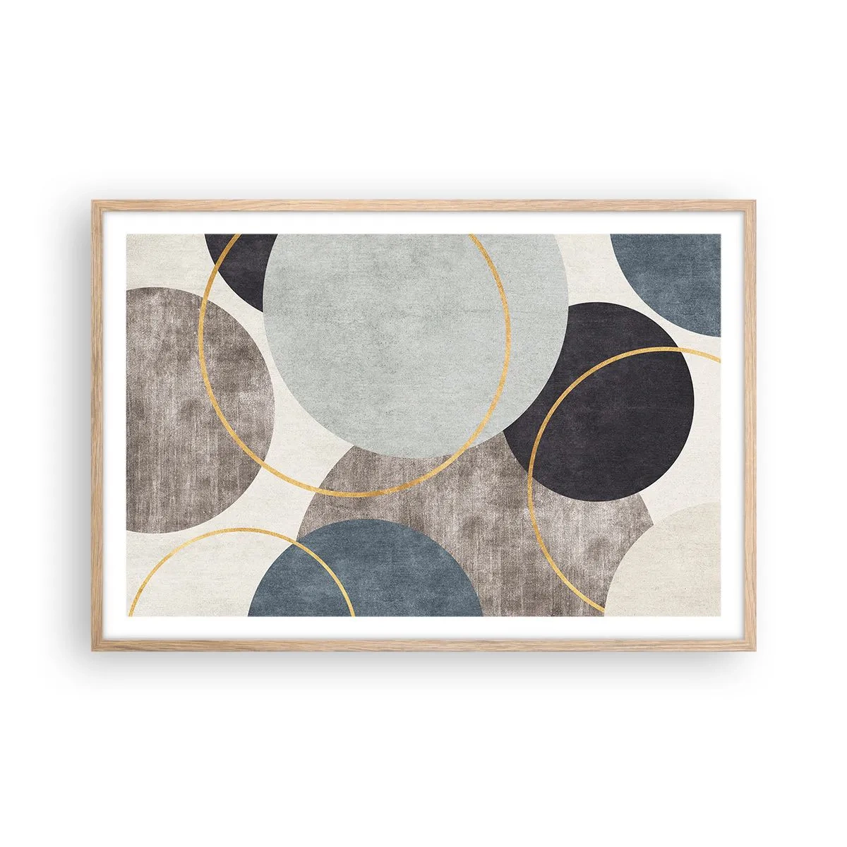 Póster en marco roble claro - Círculo tras círculo - 91x61 cm