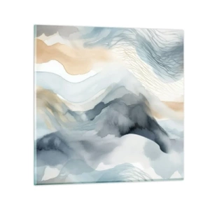 Cuadro sobre vidrio - Impresiones sobre Vidrio - Abstracción de nieve y niebla - 30x30 cm