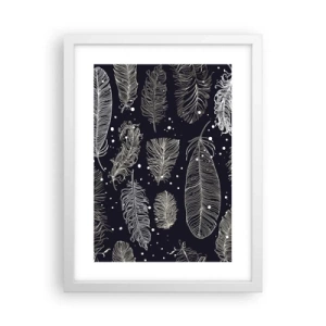 Póster en marco blanco - Encaje de plumas - 30x40 cm