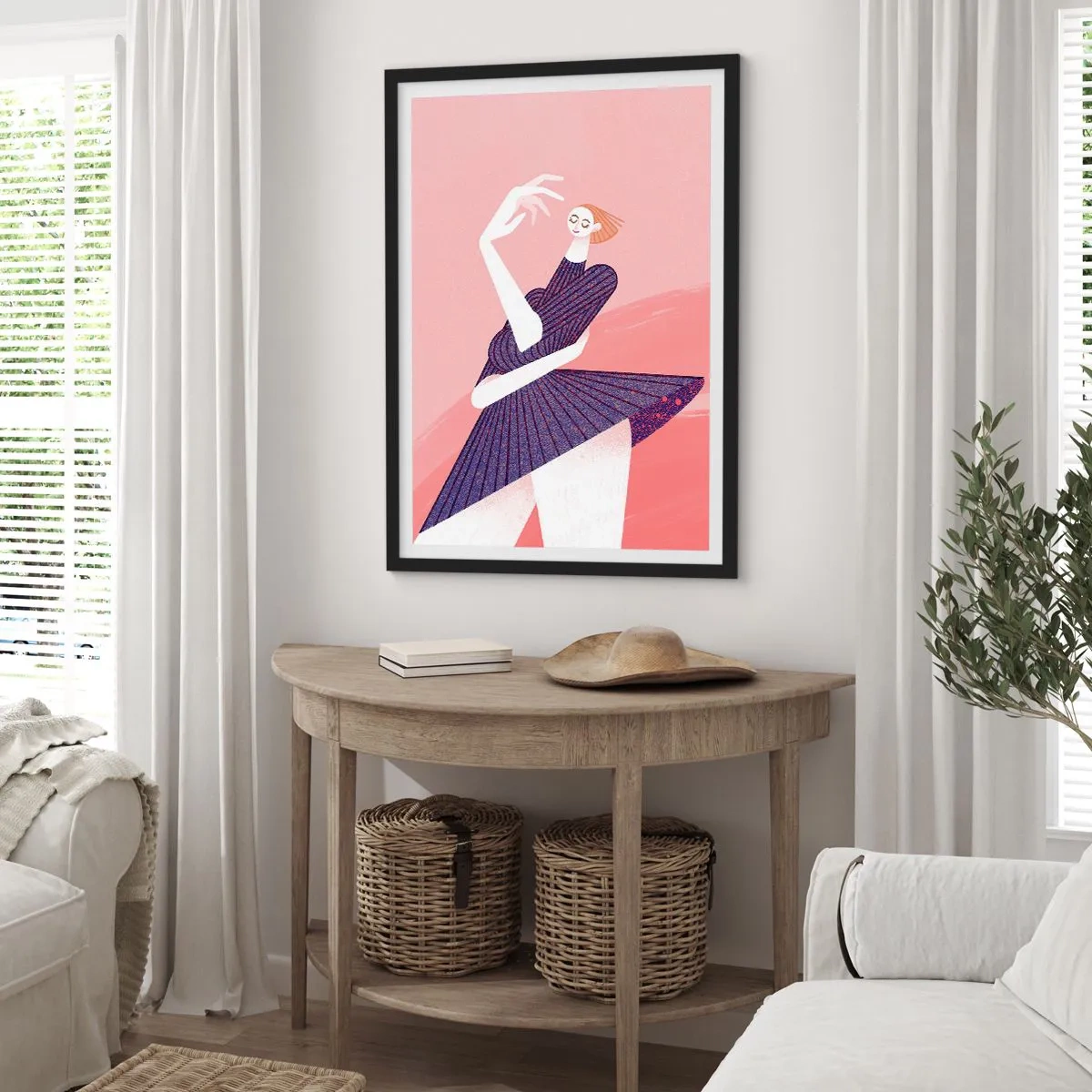 Póster en marco negro - Silueta femenina abstracta en una pose dinámica - 50x70cm - Cada movimiento es un paso de baile - Decoración de pared moderna para salón y dormitorio ARTTOR