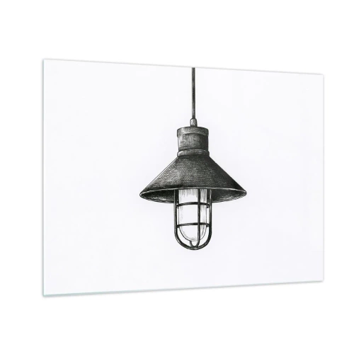 Cuadro sobre vidrio - Impresiones sobre Vidrio - Lámpara colgante de estilo industrial negra - 70x50cm - Como hace años... - Decoración de pared moderna para salón y dormitorio ARTTOR