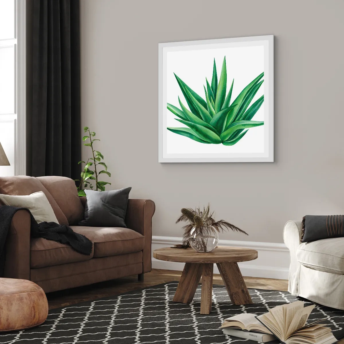 Póster en marco blanco - Verde - fuerza - vida - 30x30 cm