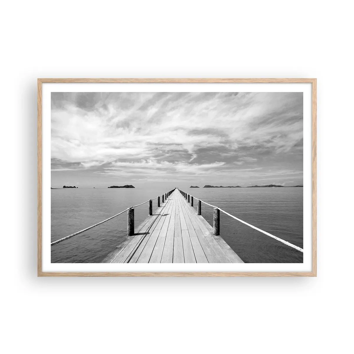 Póster en marco roble claro - Hora de viajar - 100x70 cm