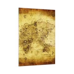 Cuadro sobre vidrio - Impresiones sobre Vidrio - Mapa del mundo antiguo de época - 50x70cm - Extraño es este mundo - Decoración de pared moderna para salón y dormitorio ARTTOR