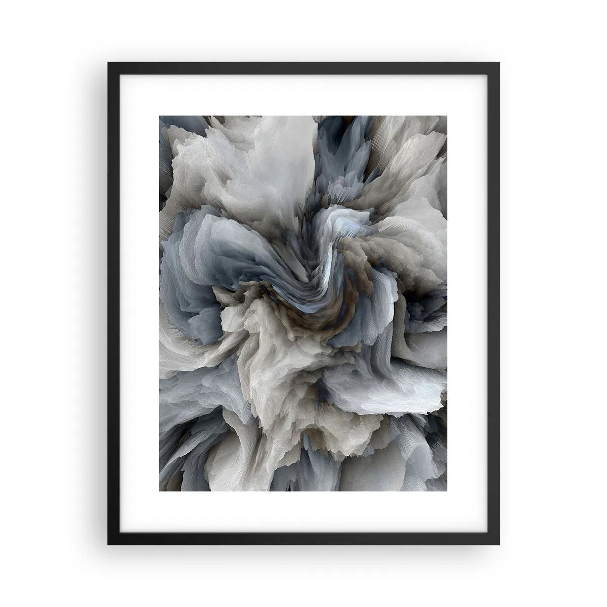 Póster en marco negro - Piedra y flor - 40x50 cm